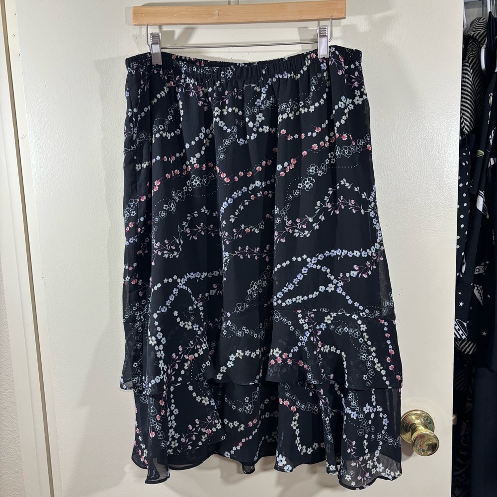 CJ Banks Floral Tiered Layered Skirt Size 1X